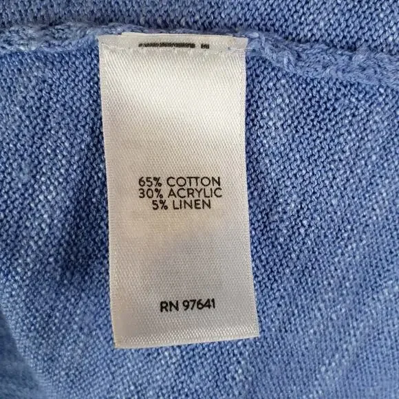 J Jill Sweater Blue Pullover Cotton Wool Silk Womens Size Large Cotton Linen - Picture 5 of 8